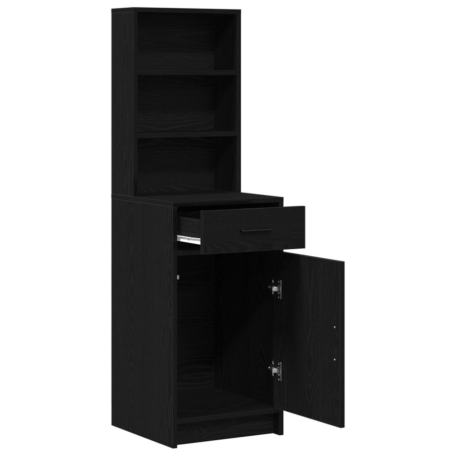 Hoge Kast In - 40X41X135 Cm, Gemaakt Van Hout Zwart eiken