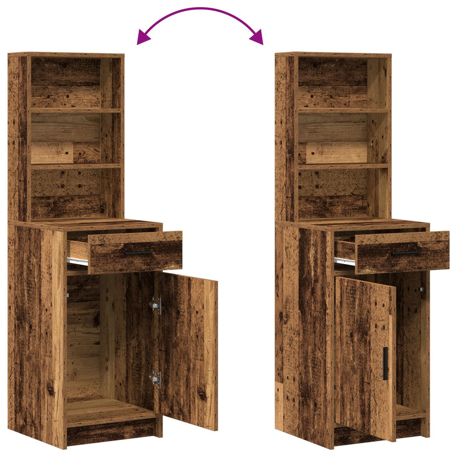 2-Delige Kaptafel Set Met Led Oude Houten Engineered Wood