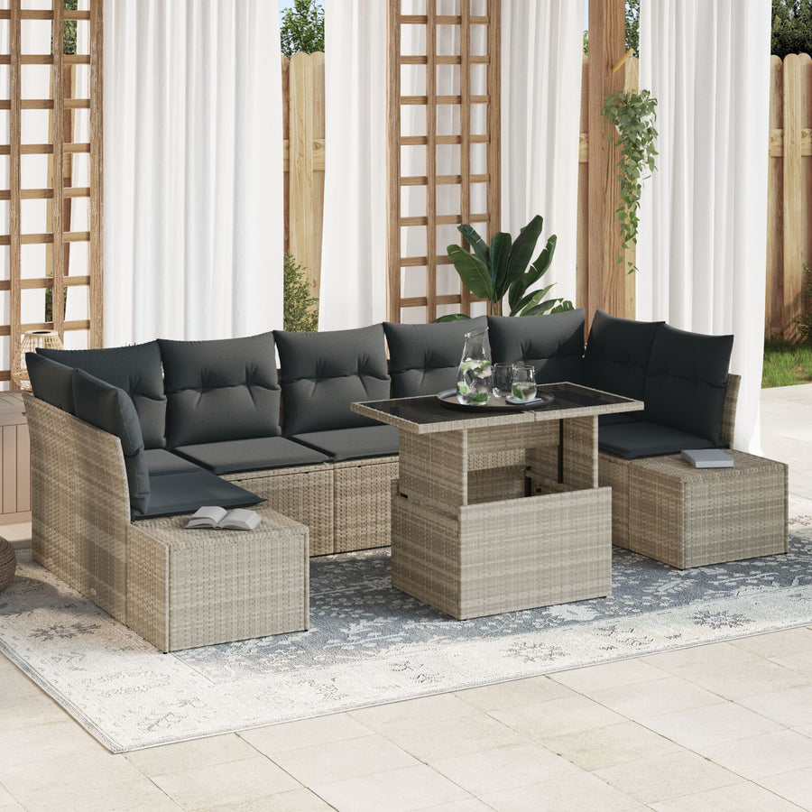 Tuin Sofa Set Set Van 8 Grijs En Natuur