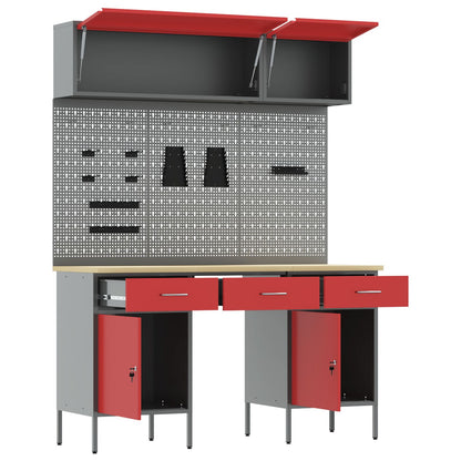 8-Delige Werkbankset Rood Staal