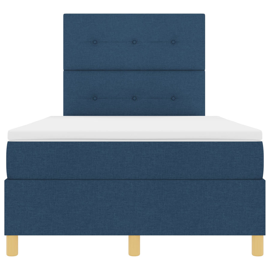 Boxspringbed Met Matras Blauw Klein Dubbel Stof Blauw
