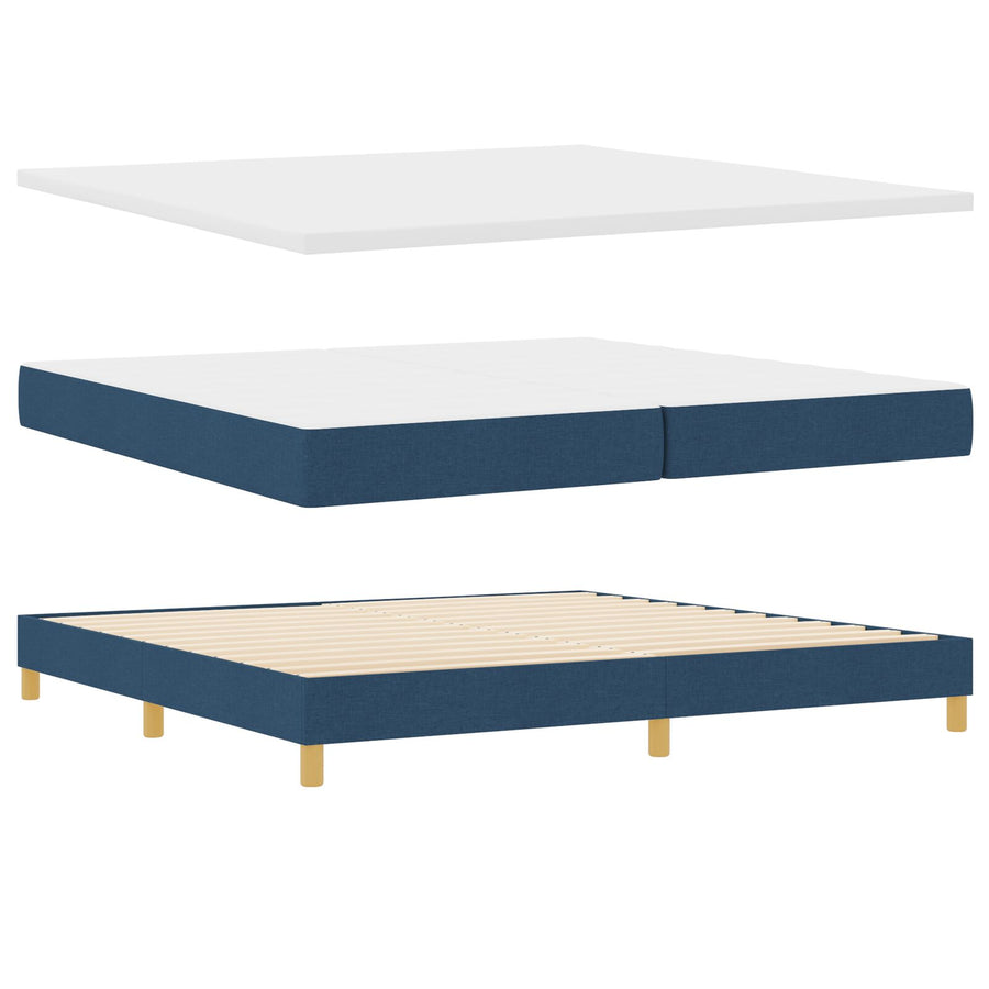 Boxspringbed Met Matras Stof Blauw 200 x 200 cm Knoopgestoffeerd