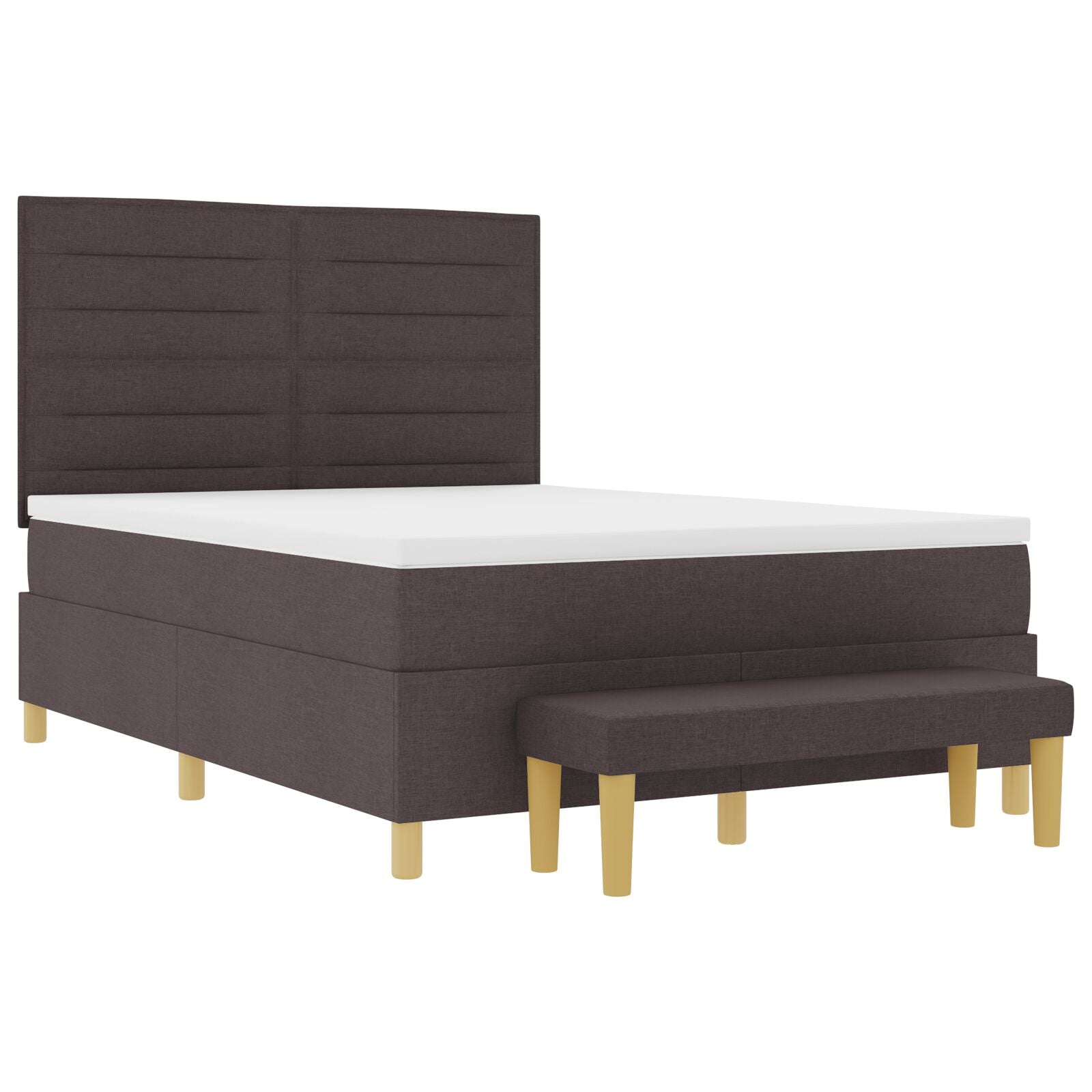 Boxspringbed Met Matras & Bank Stof Donkerbruin 140 x 200 cm Strak ontwerp