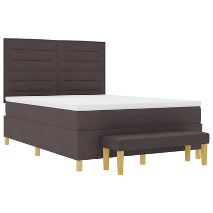 Boxspringbed Met Matras & Bank Stof Donkerbruin 140 x 200 cm Strak ontwerp