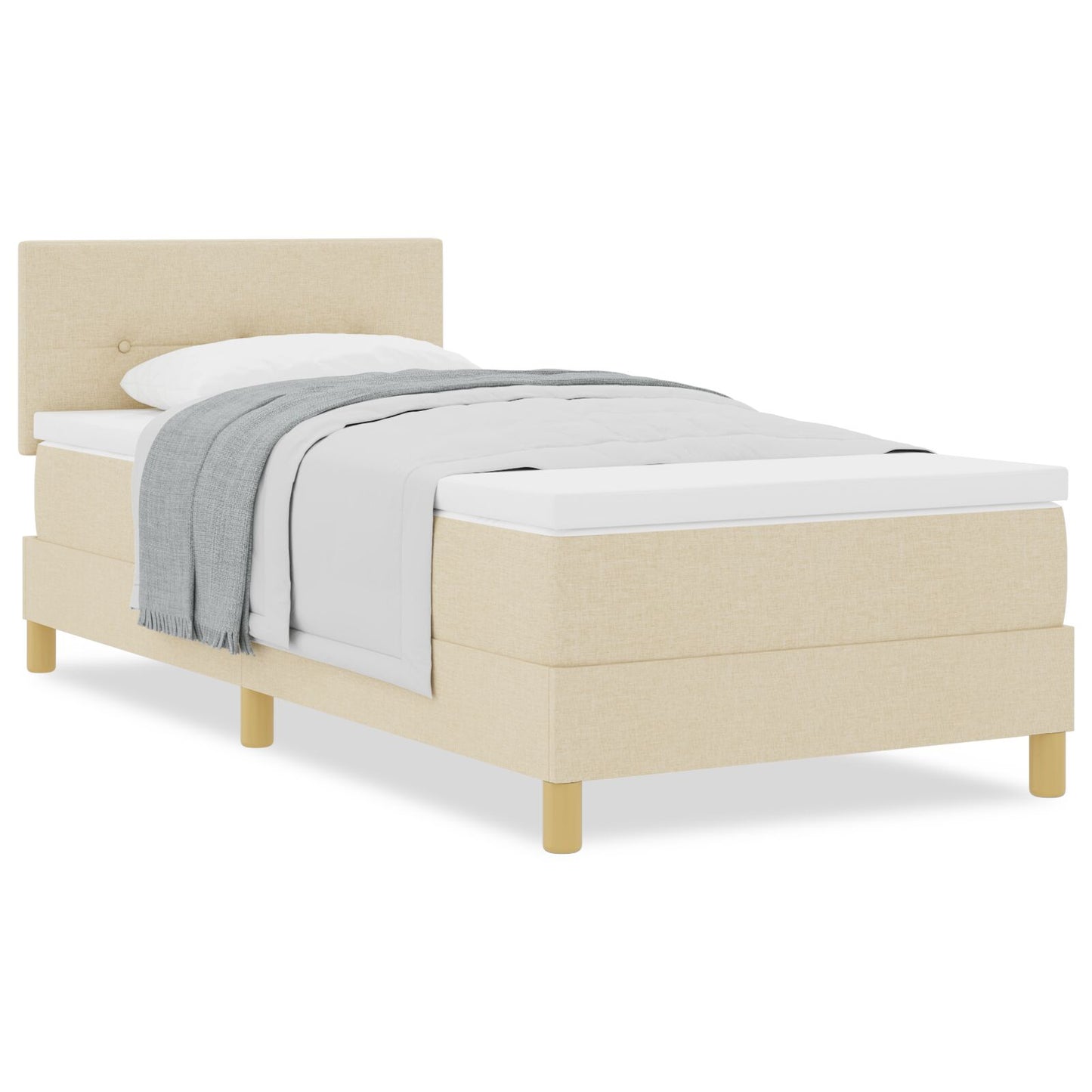 Boxspringbed Met Matras Stof Crème 100 x 200 cm Knopen-gestikt