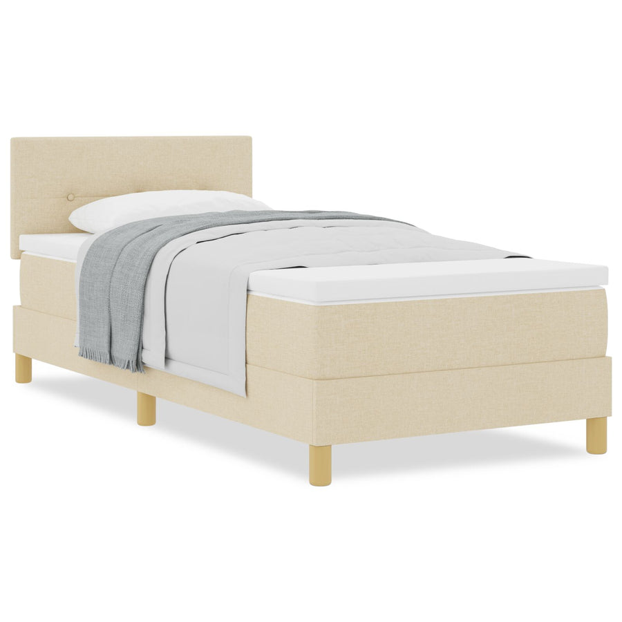Boxspringbed Met Matras Stof Crème 100 x 200 cm Knopen-gestikt