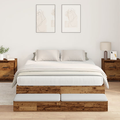 Opbergbedframe Oude Hout Bewerkt Hout 150 X 200 Cm Artisanaal Eiken