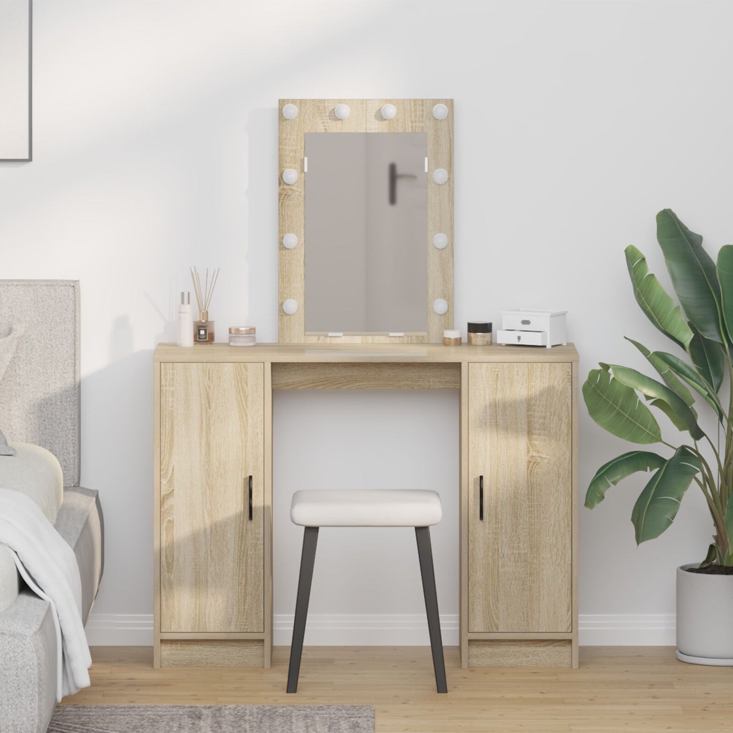 Kaptafel Met Led Verlichting In , 102X33X135 Cm Sonoma eiken