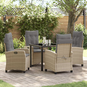 Garden Dining Set with Cushion 5 pcs Beige Poly Rattan