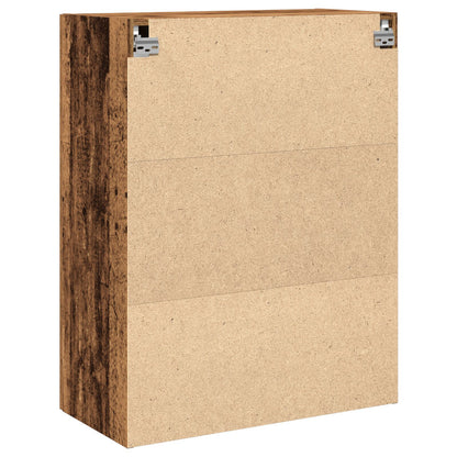 Wandkast Met Glazen Deuren Oud Hout 69,5X34X90 Cm