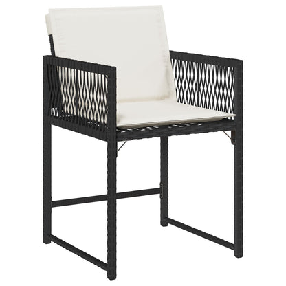 5-Delige Tuinset Met Kussens Zwart Poly Rattan
