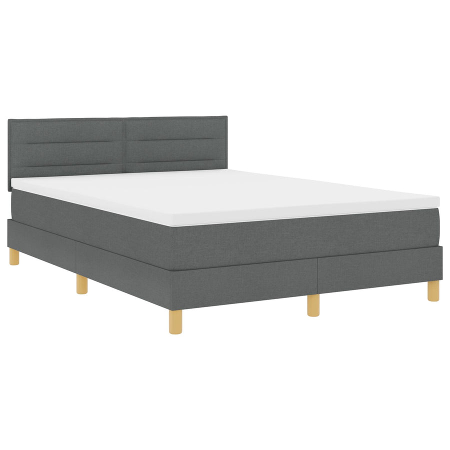 Boxspring Bed Met Matras Stof Donkergrijs 160 x 200 cm Lijnen ontwerp