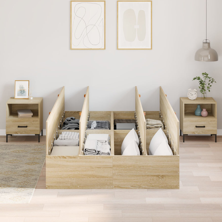 Opbergbedframe Sonoma Eik Sonoma Eiken 120 x 190 cm