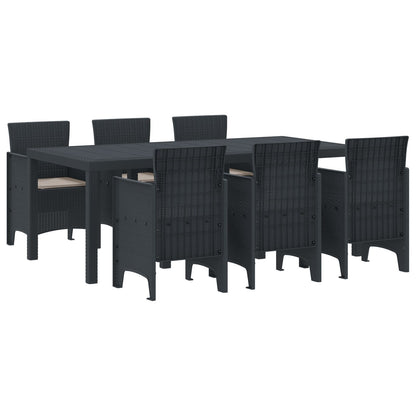7-Delige Tuin Eetset Met Kussens Antraciet Poly Rattan