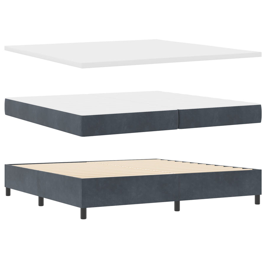 Boxspringbed Met Matras Donkergrijs 200X200 Cm Fluweel Blauw