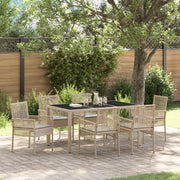 Eettafelset tuin 7 delig poly rattan beige