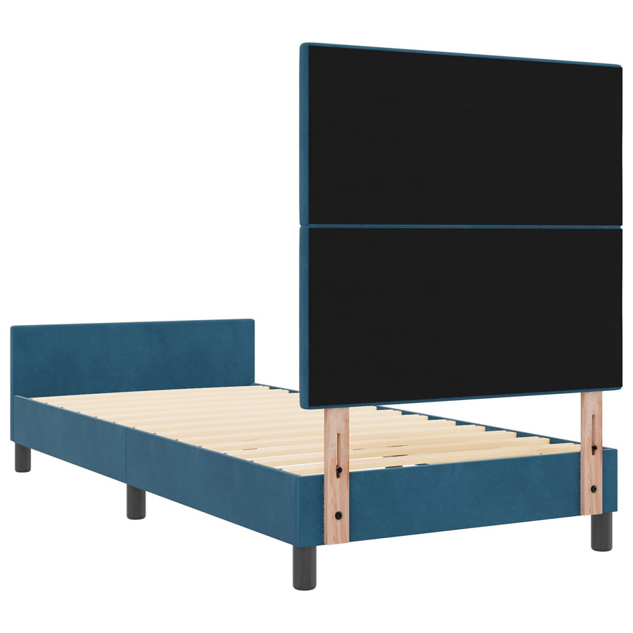 Bedframe Donkerblauw 100X200 Cm Fluweel Crème
