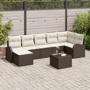 Loungeset poly rotan 7 personen bruin