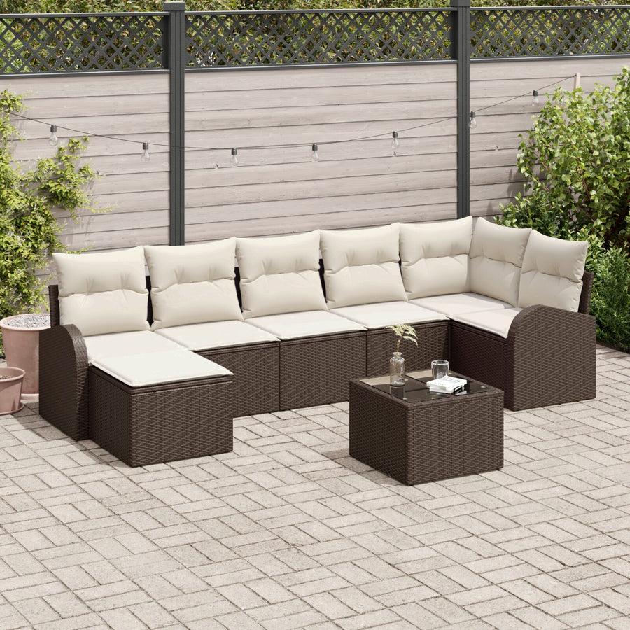7-Piece Tuin Sofa Set Met Kussens Grijs Poly Rattan