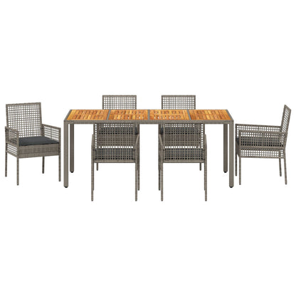 7-Delige Tuin Eettafelset Met Kussens Grijs Poly Rattan