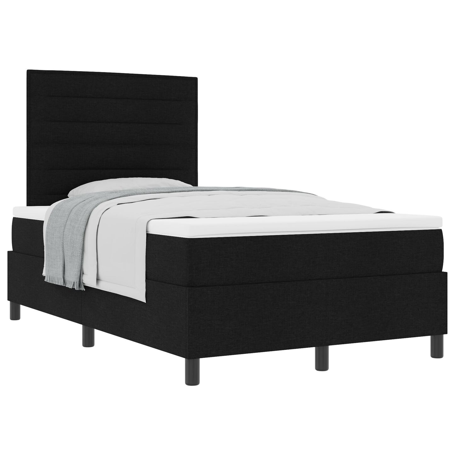 Boxspring Bed Met Matras Stof Zwart 120 x 200 cm Lijnen ontwerp