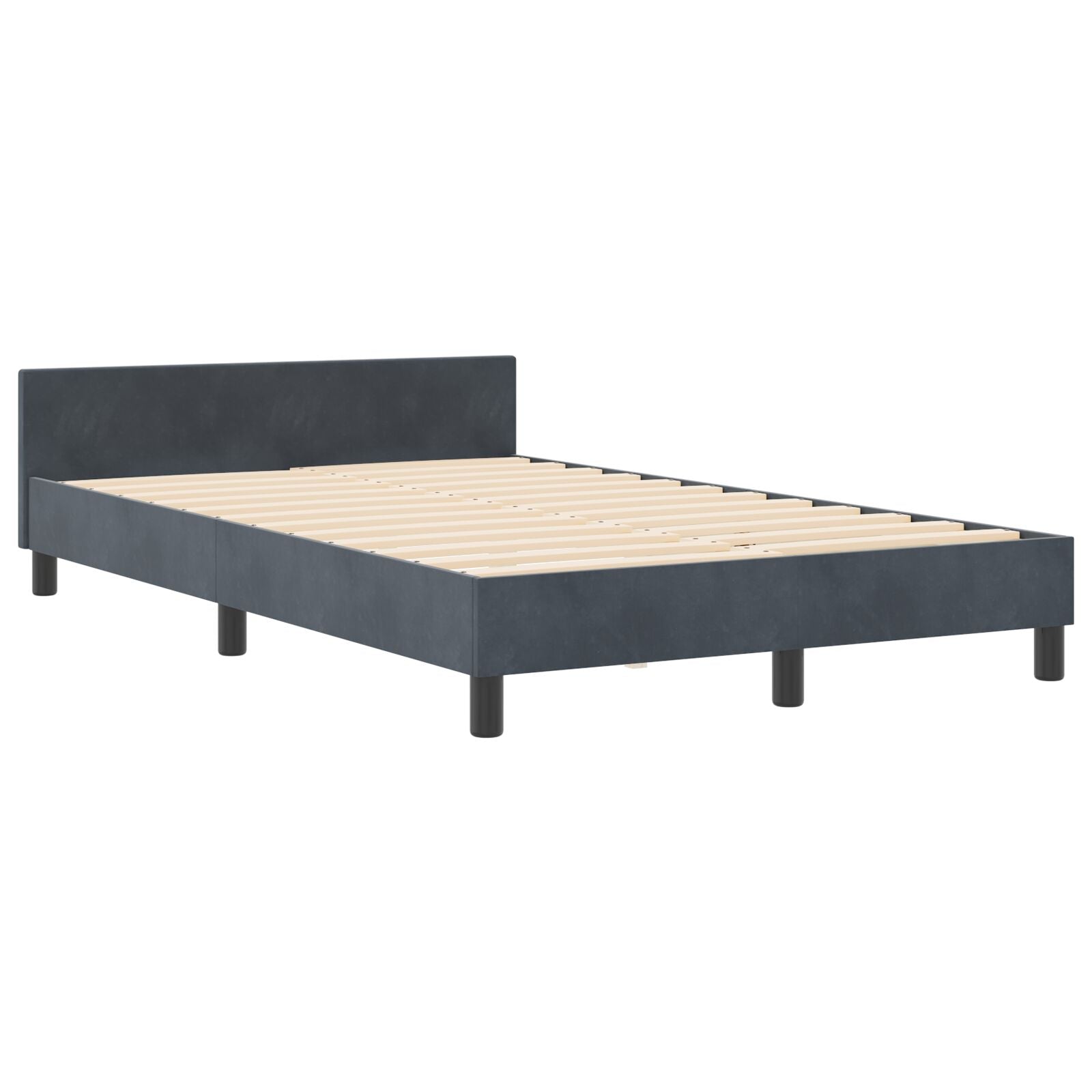 Bedframe Donkergrijs 120X200 Cm Fluweel Crème