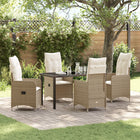 Tuinstoelen set 4 pers. beige poly rattan