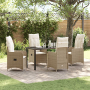 Tuinstoelen set 4 pers. beige poly rattan
