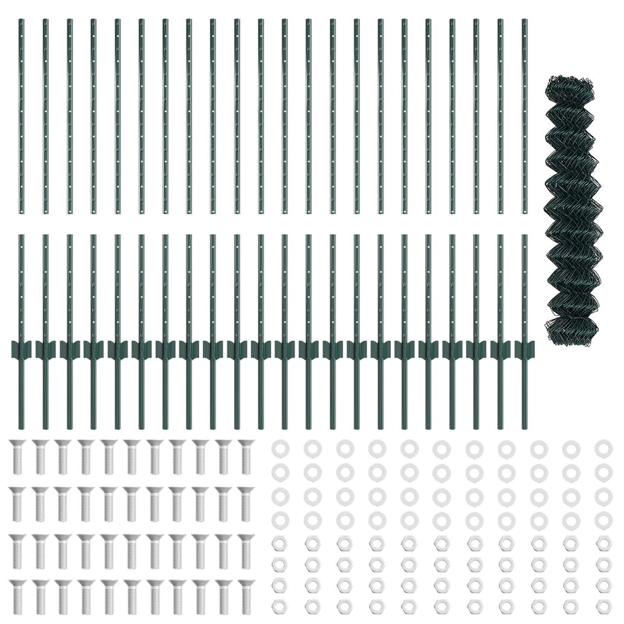 Ketenlinkhek Met 22 U-Palen Groen 1X25 M Staal