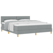 Boxspring Bed Met Matras Stof Lichtgrijs 180 x 200 cm Met knoop gestikt