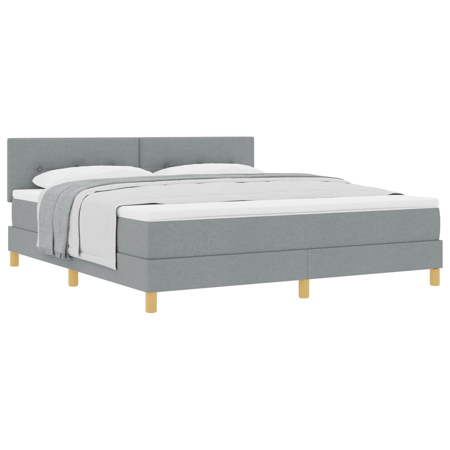 Boxspring Bed Met Matras Stof Lichtgrijs 180 x 200 cm Met knoop gestikt