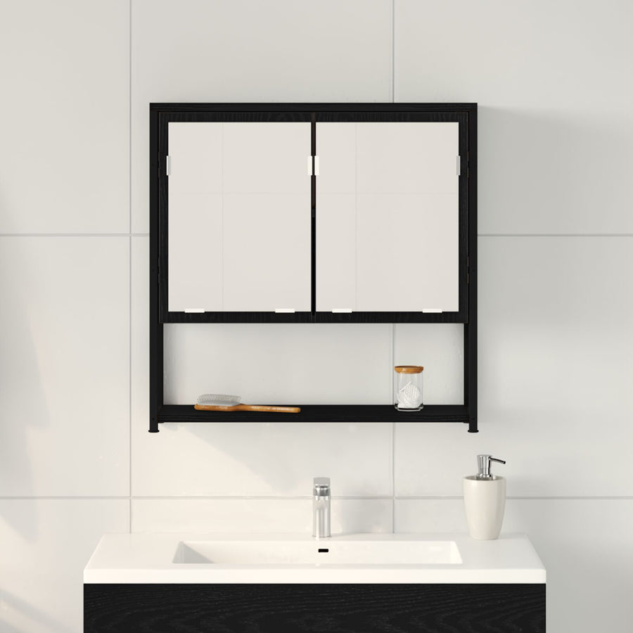 Badkamer Spiegelkast 60X16X60 Cm Geengineerd Hout Zwart eiken