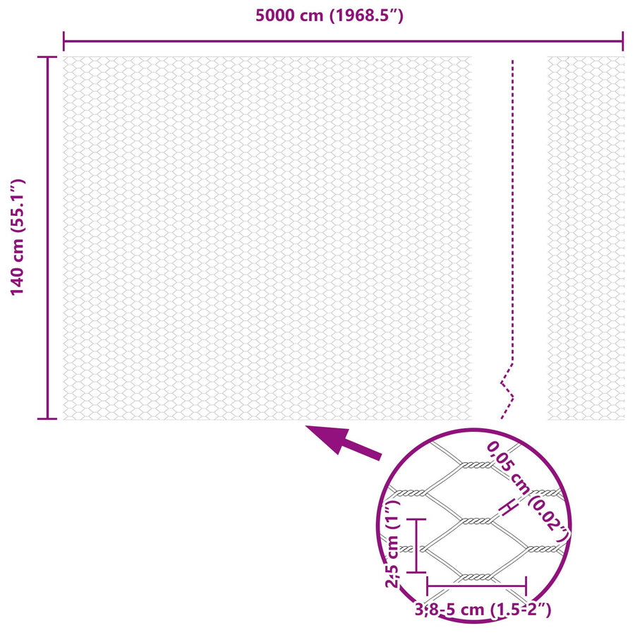 Hexagon Hek 1.4X50 M Verzinkt Staal 50 x 1.4 m 25 mm