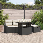 Garden Sofa Set with cushions with storage 6 pcs Black Poly Rattan