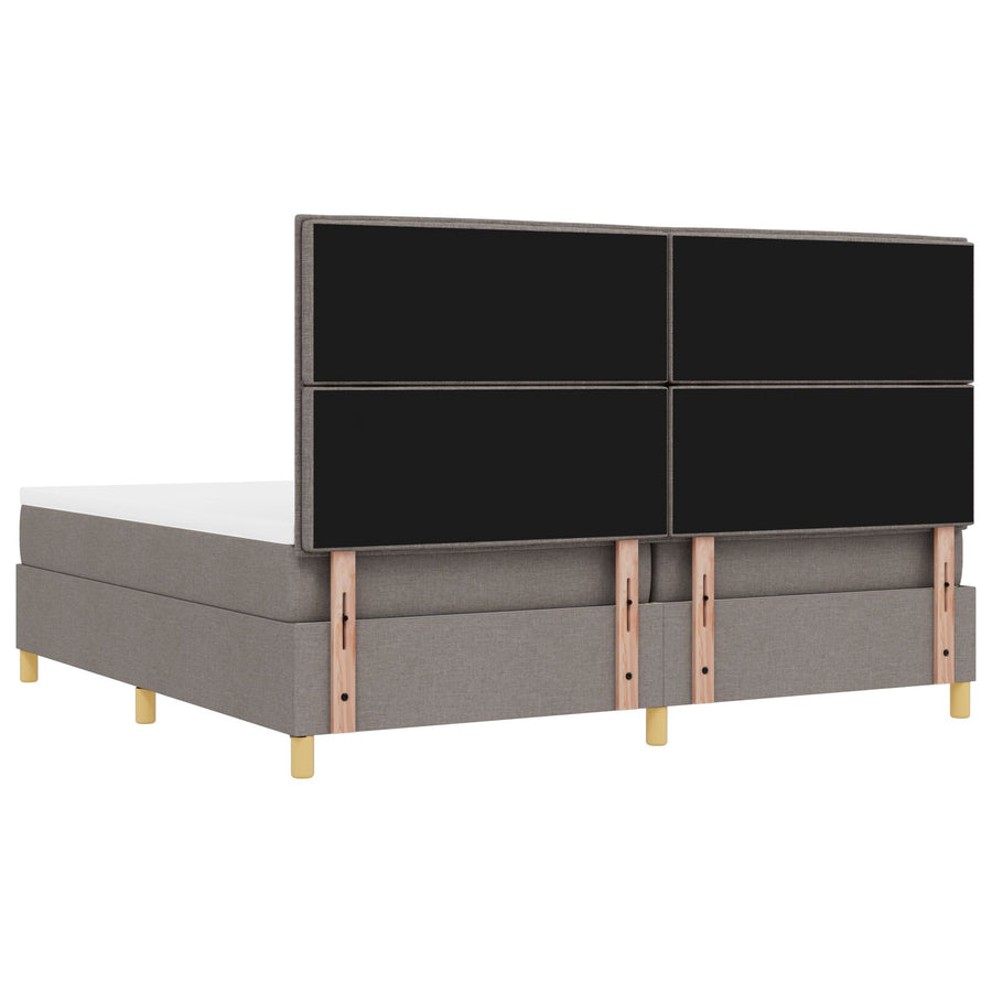 Boxspringbed Met Matras & Bank Stof Taupe 200 x 200 cm Lijnen ontwerp