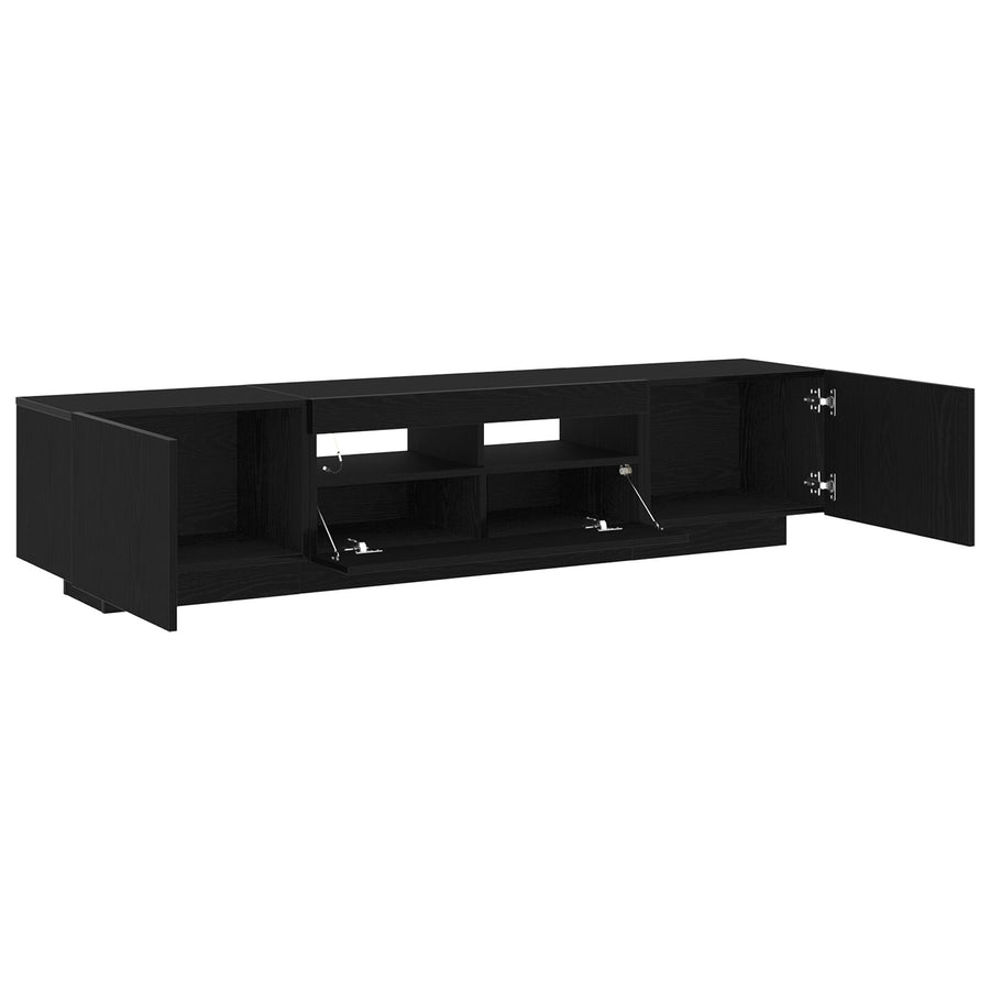 Tv-Kast Met Led-Verlichting - Zwart Eiken - 180X35X40 Cm - Bewerkt Hout