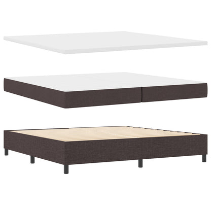 Boxspringbed Met Matras & Bank Stof Donkerbruin 200 x 200 cm Lijnen ontwerp