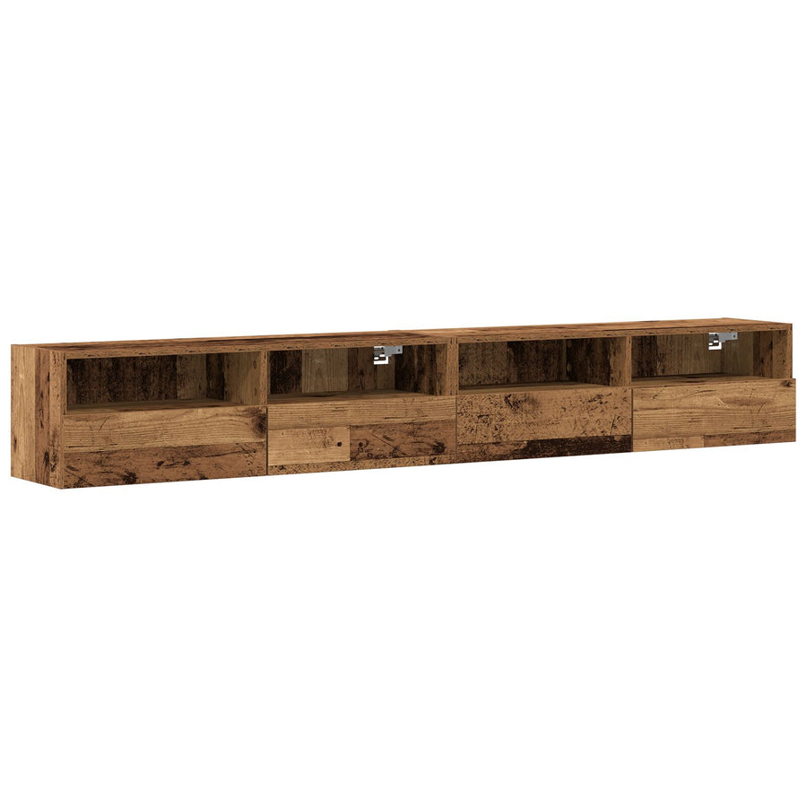 Tv Wandkasten 2 Stuks Gelaagd Hout Oud hout
