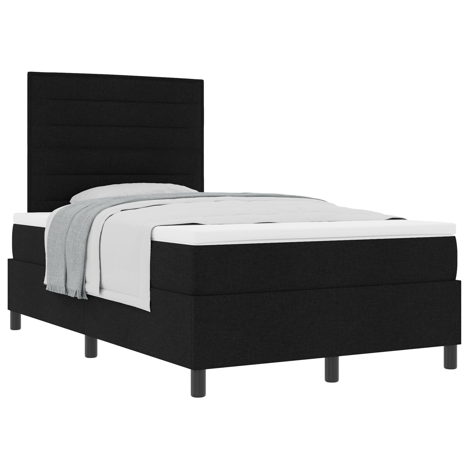 Boxspringbed Met Matras Zwart Klein Tweepersoons Stoffen Blauw