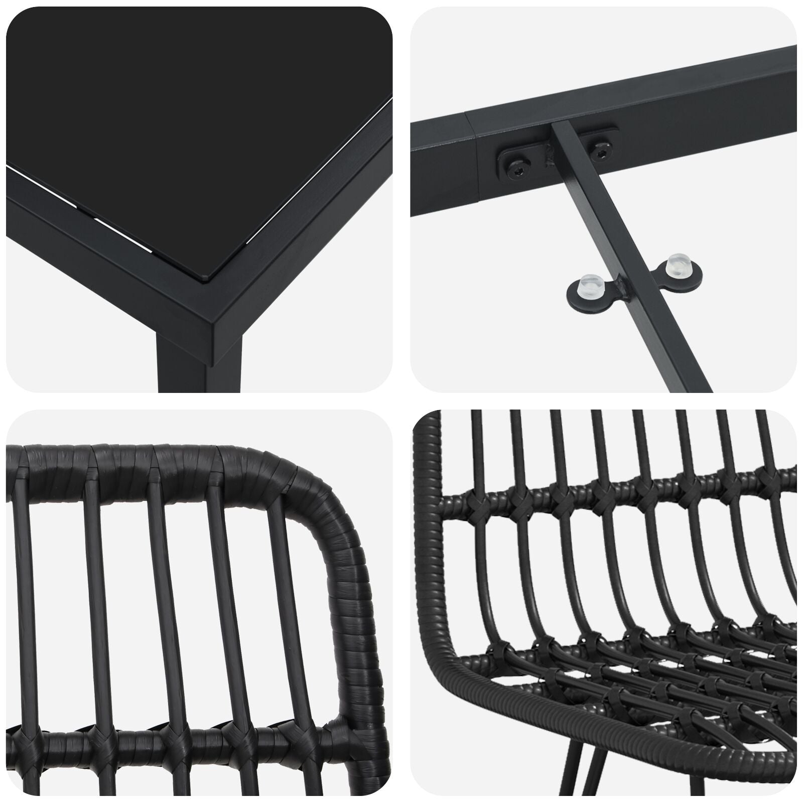 5-Delige Tuinset Zwart Poly Rattan