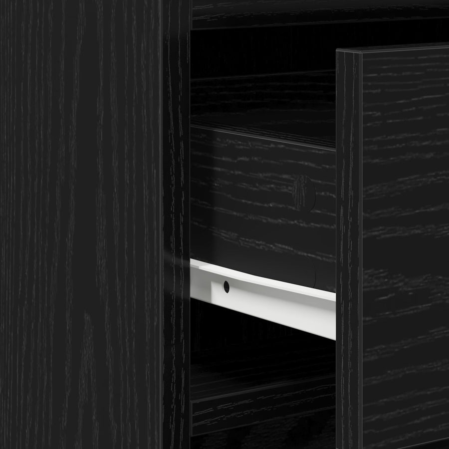 2-Delige Kaptafelset Met Led Zwart Hout