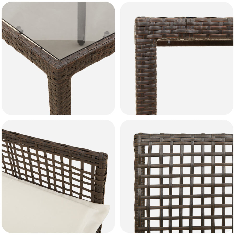 7-Delige Tuintafel Met Kussens Bruin Poly Rattan