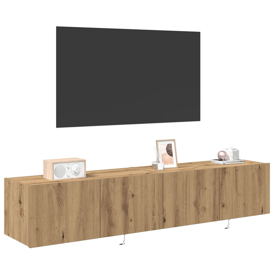 Tv Wandmeubels Met Led-Verlichting 2 Stuks Artisan Eiken 80X35X31 Cm