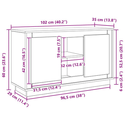 Zijtafel Zwart Eiken 102X35X60 Cm Bewerkt Hout