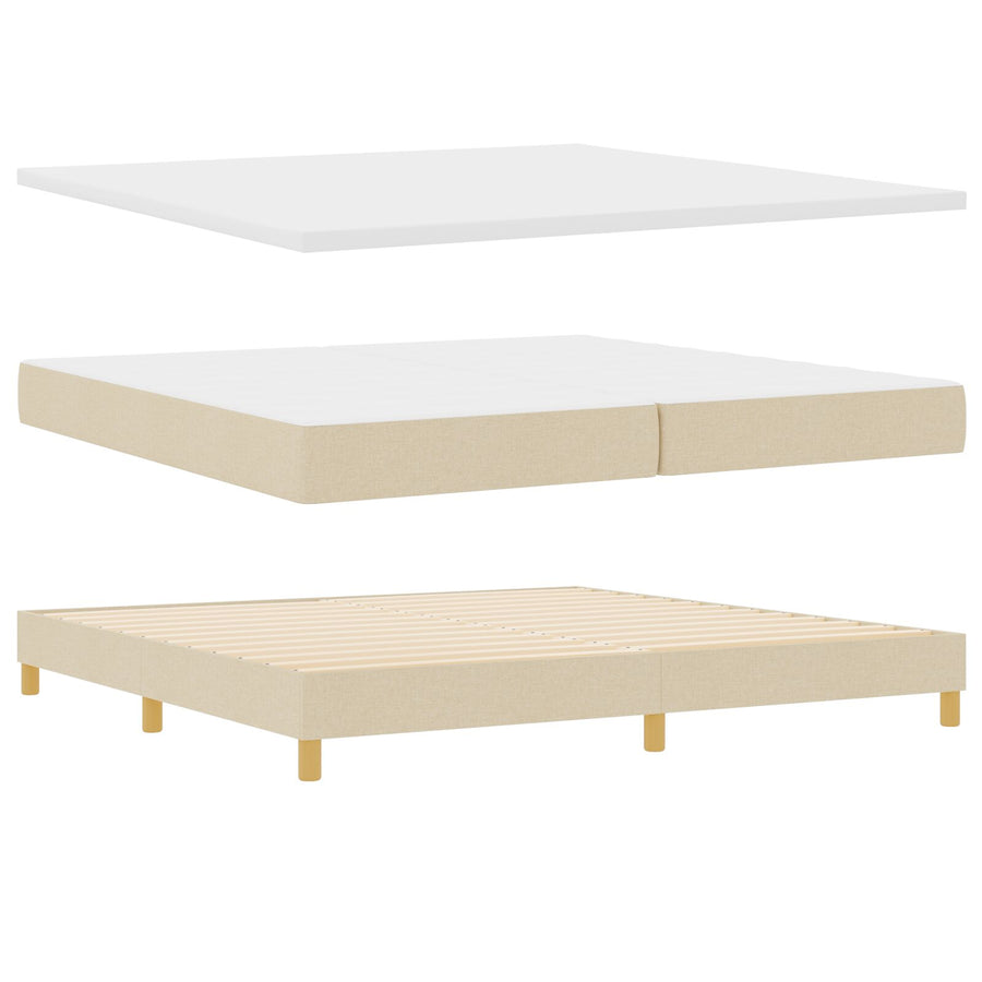 Boxspring Bed Met Matras Stof Crème 200 x 200 cm Knop gestoffeerd
