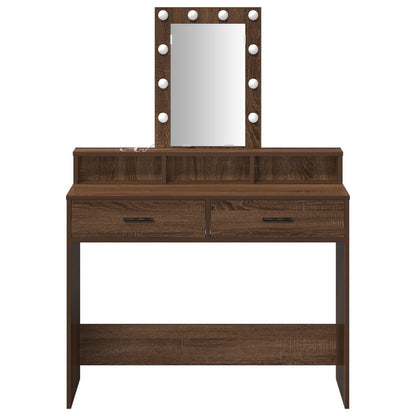 Kaptafel Met Led-Lampen Bruin eiken 100 x 41 x 140 cm