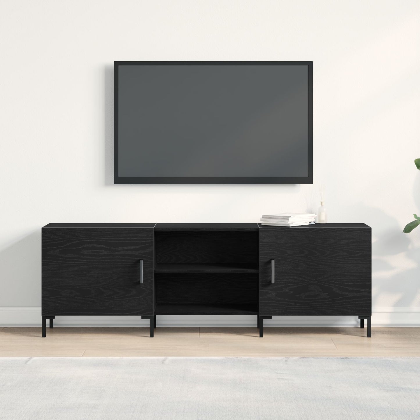 Tv-Meubel 150X30X50 Cm Engineered Hout Zwart eiken