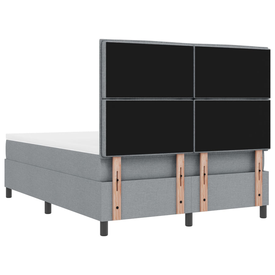 Boxspring Bed Met Matras Stof Lichtgrijs 140 x 200 cm Lijnen ontwerp