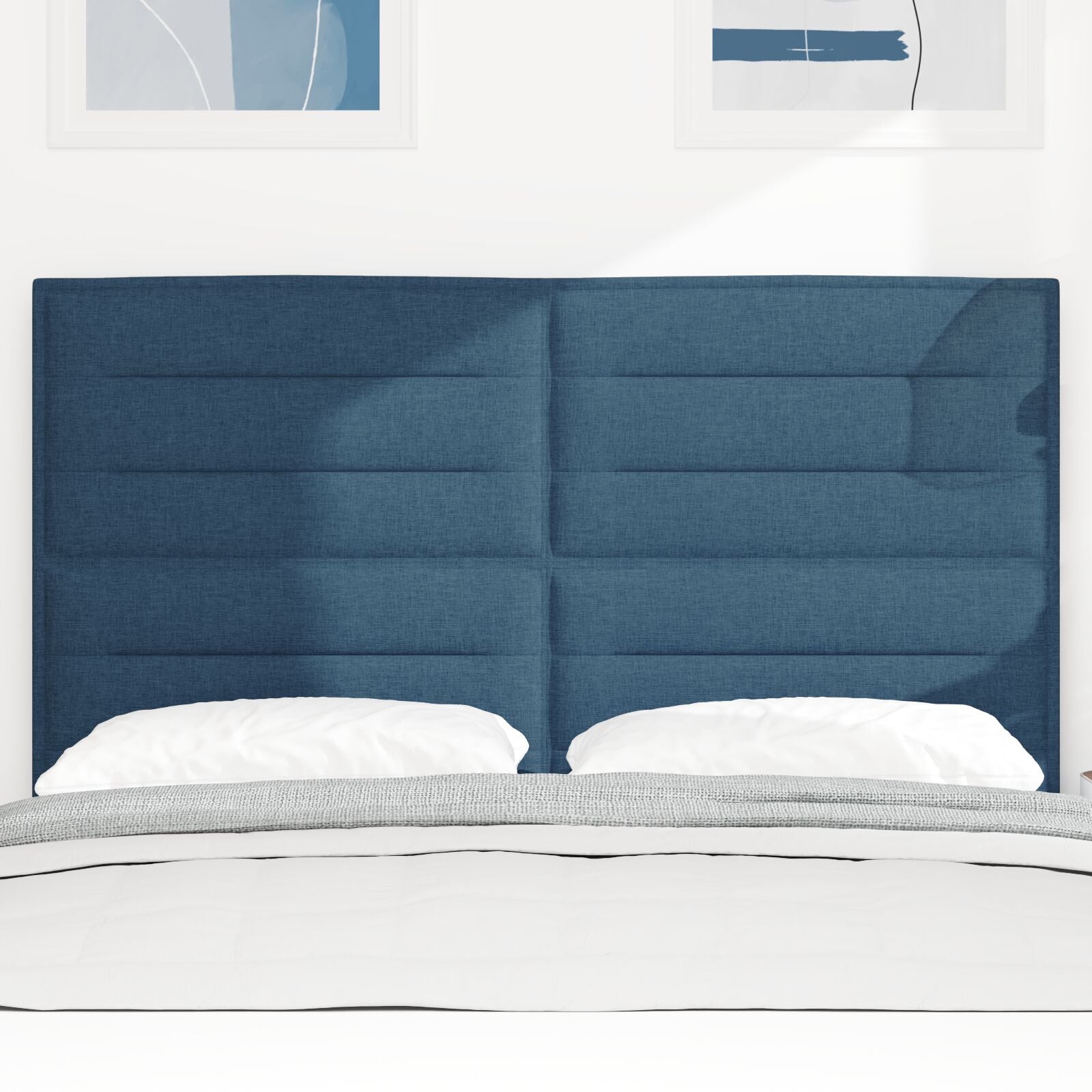 Hoofdbord Lijnen Design Blauw 140 Cm Stof