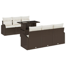 7-Delige Tuin Sofa Set Met Kussens Bruin Poly Rattan